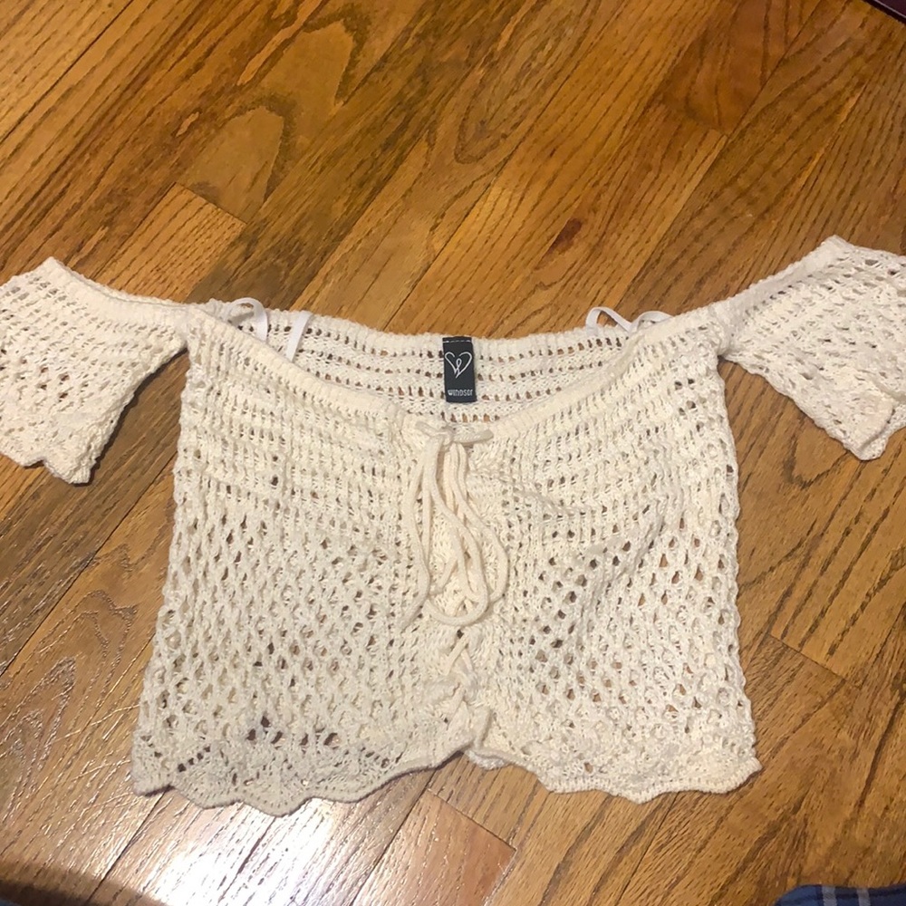 cream crocheted top